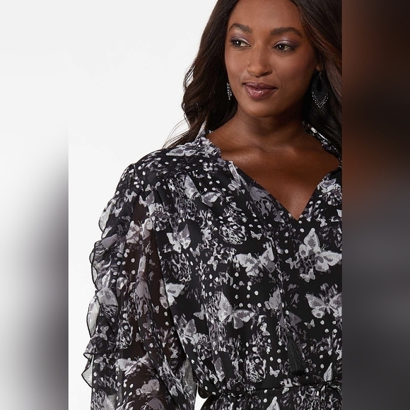 NWT CATO BUTTERFLY RUFFLE SLEEVE DRESS SIZE 4X - Picture 4 of 4